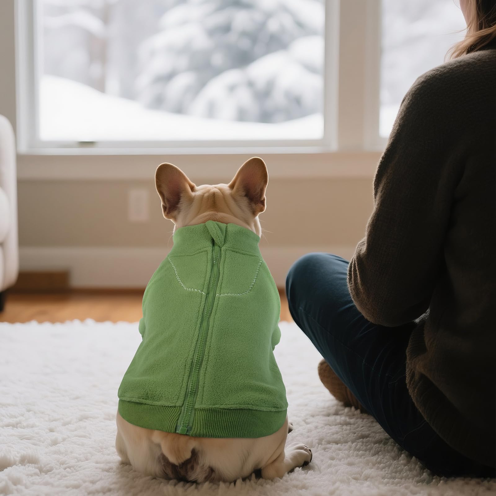 BRKURLEG Pull en polaire chaud et doux pour chien, à col roulé pour chiens de petite, moyenne et grande taille, manteau d'hiver pour chien, veste de Noël pour animal de compagnie avec fermeture éclair