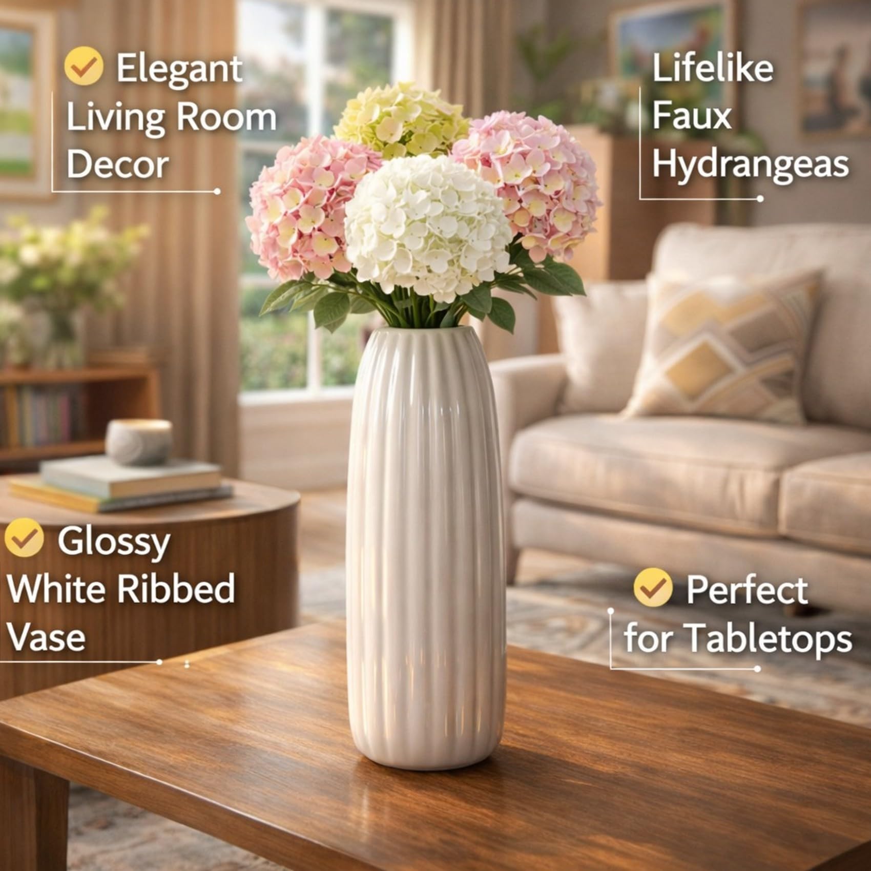 PulGos 9.5Inches Aesthetic Vase| Decorative Accent Piece for Dining Table| Centerpiece Flower Pot for Living Room| Ceramic Flower Vase for Home Décor| Show piece for Home| Handcrafted Decoration Item 3