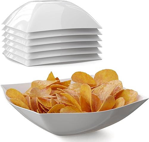 Miniatura 9 de Exquisite Tazones desechables de plástico para servir, paquete de 12 cuencos de ensalada cuadrados de 8 onzas, cuencos de plástico negros para