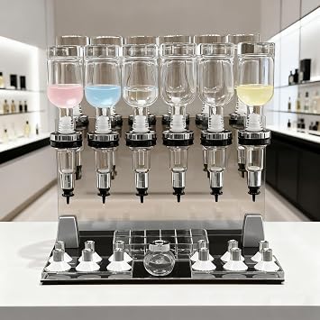 Manual Perfume Dispenser, Manual Liquid Filling Machine Transfer Tools Kit 12 Bottles for Perfume Store Studio Salon Bar
