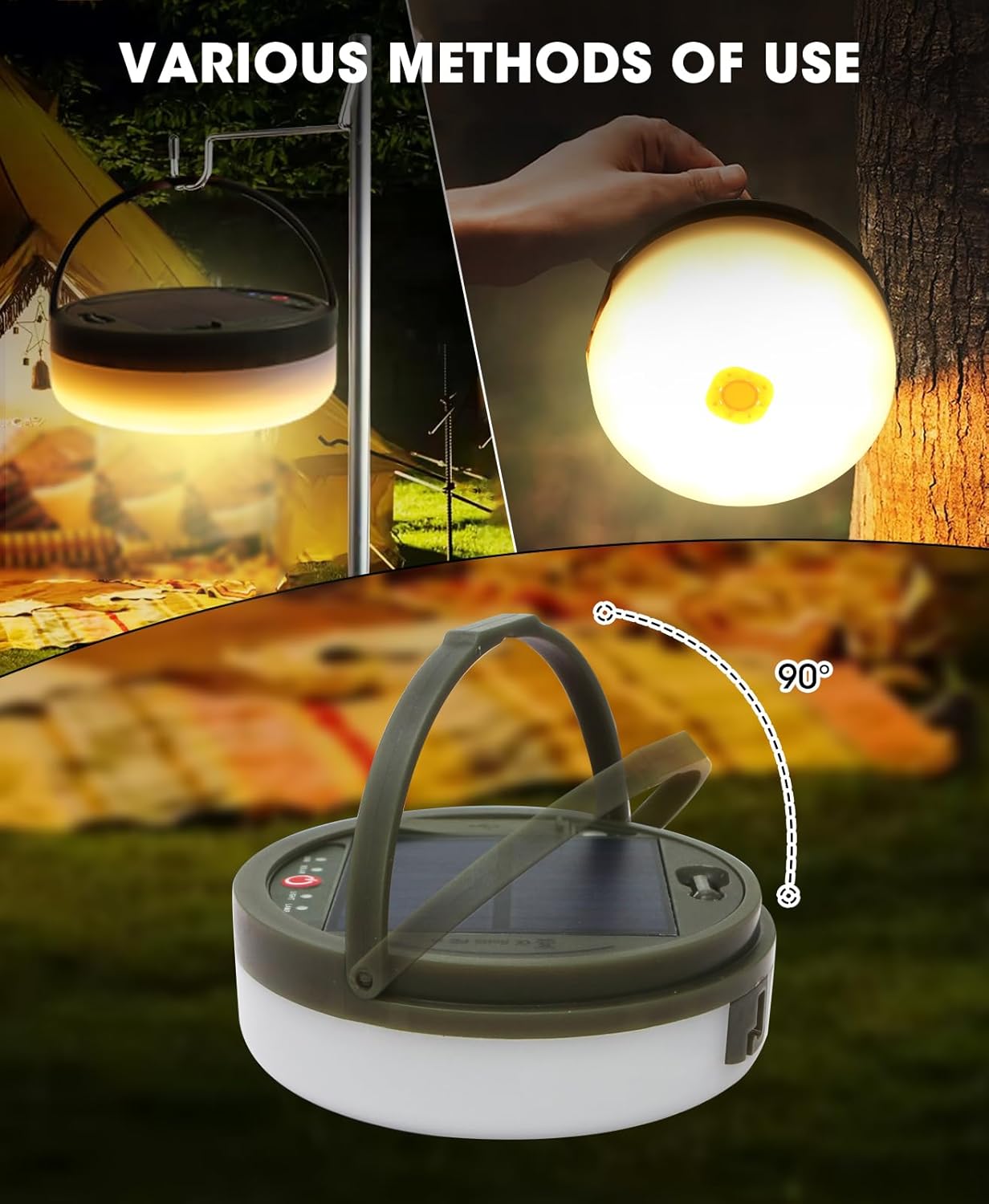 MQUPIN Solar Camping String Lights, 39.4 Ft Ultra Outdoor String Lights with 8 Lighting Modes, Solar Power and USB Rechargeable with Remote Control, Waterproof Portable Camping Lights for Yard Hiking - Image 7