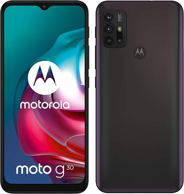 Motorola G30 (6.5 Inch 90Hz, Qualcomm Snapdragon, 64MP quad camera system, 5000 mAH battery, Dual SIM, 4/128GB, Android 11), Dark Pearl (Renewed)