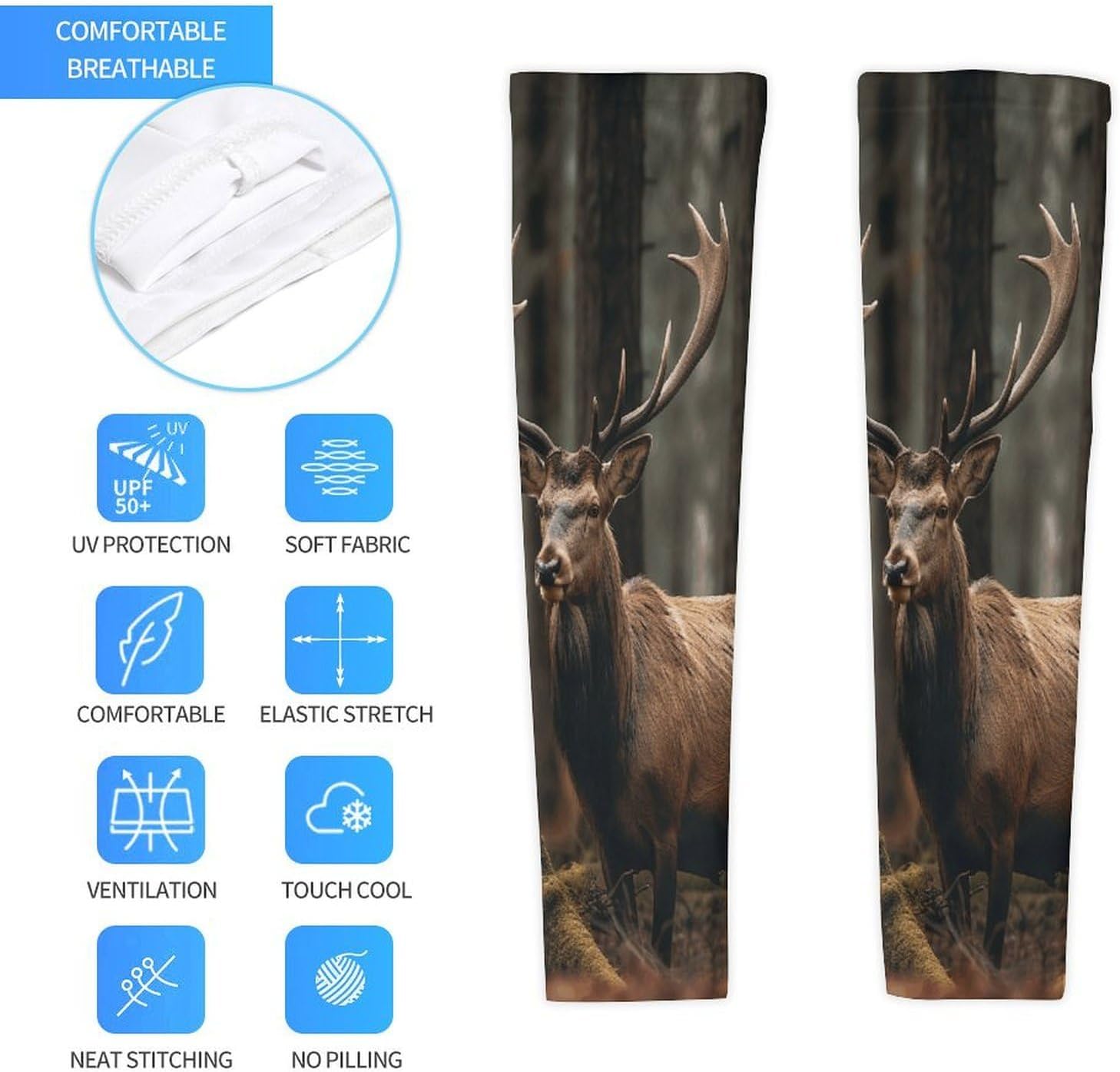 Sun Protection Arm Sleeves Cooling Compression Arm Covers 1 Pair | Elk in The Grove Sports Compression Sleeves Cooling Arm Sleeves for Cycling Golf Fishing Driving Hiking
