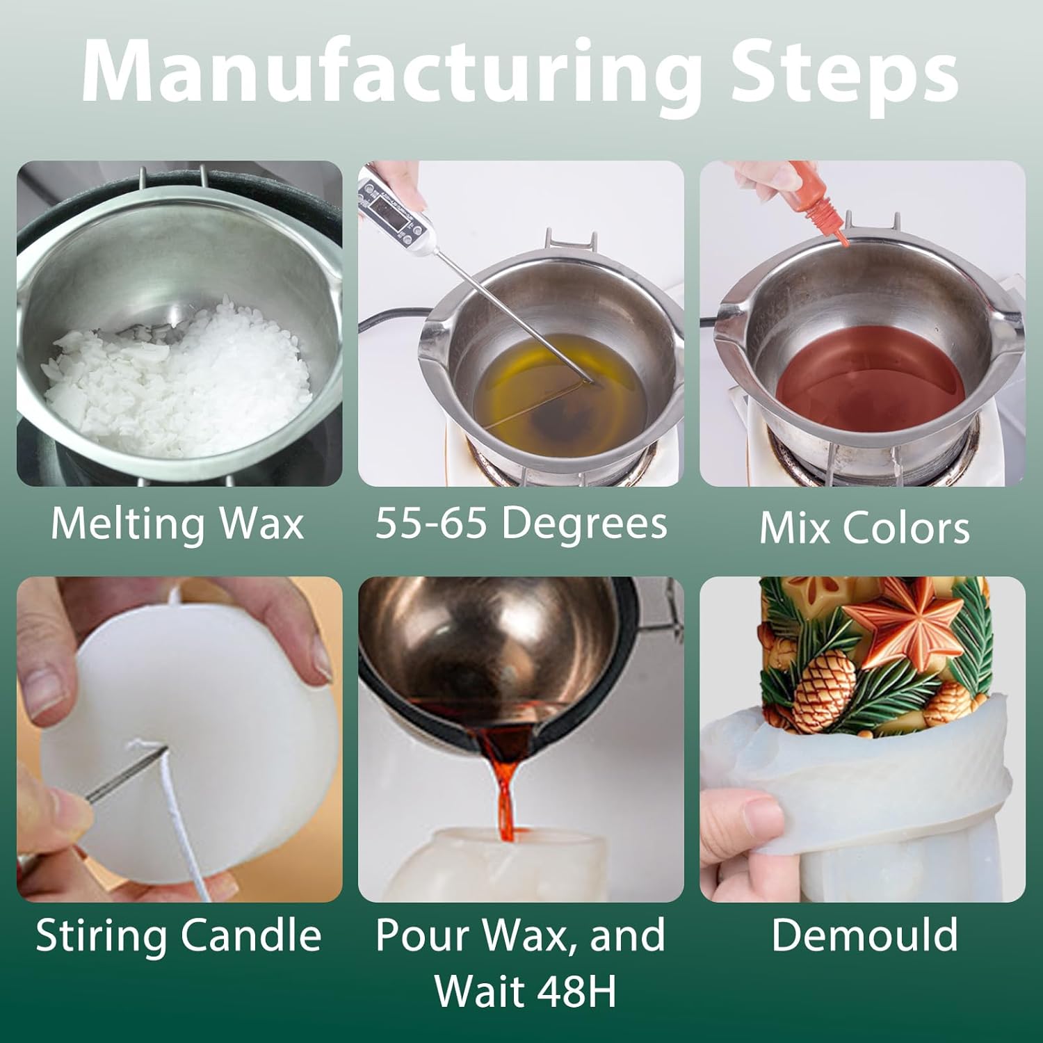 クリスマス雪だるま雪片キャンドル型、松の枝、果実、クリスマスシリコンキャンドル型、手作り用エポキシ樹脂鋳造型、DIY、お祝いのホーム