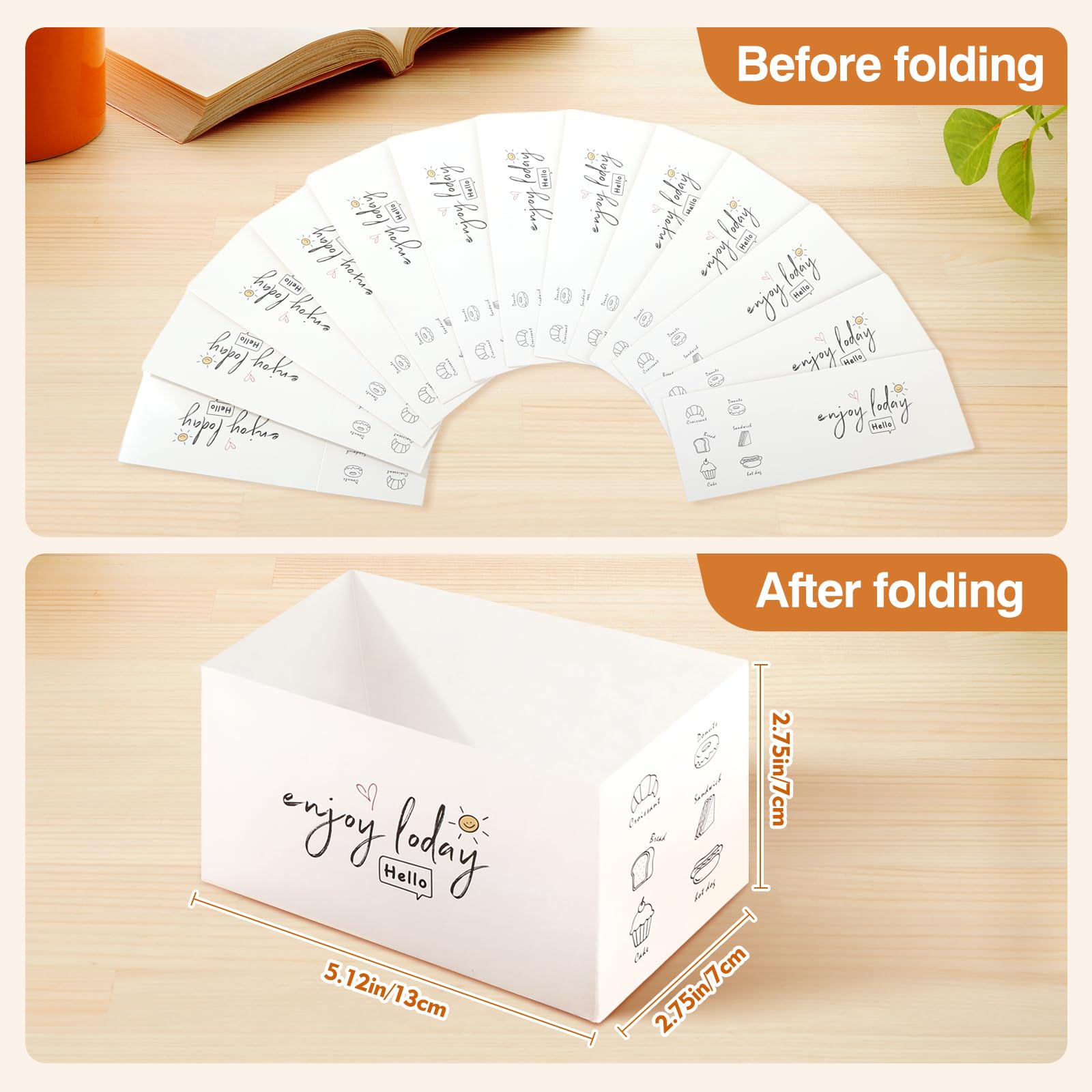 Bakbania 30 Pack Sandwich Take Out Boxes Paper Sandwich Packaging Boxes Take Out Food Containers for Toast, Donuts, Burgers