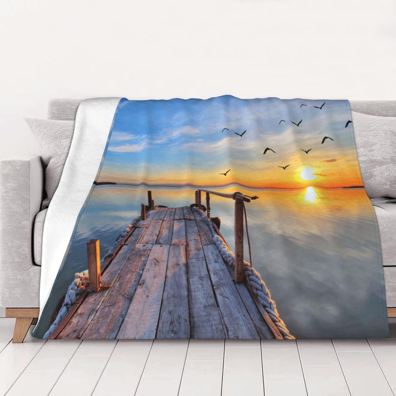 Couverture douce paysage cadeau femme homme plaid flanelle 125 x 100 cm