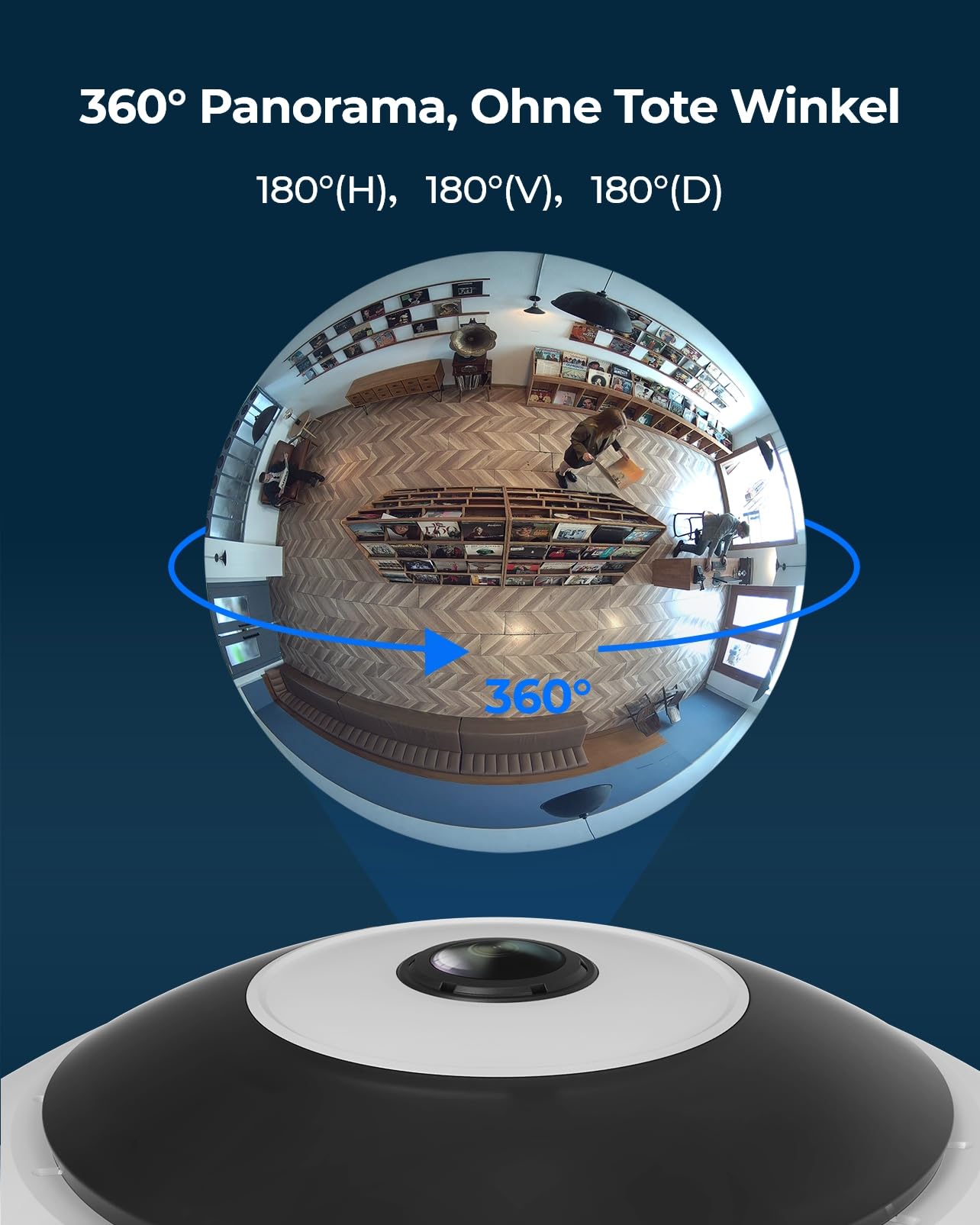 Reolink 6MP WLAN Überwachungskamera Innen, 360° Panorama Fisheye Kamera | 2,4/5 GHz WLAN, Personenerkennung, 2 Wege Audio, Decken-/Wand-/Tisch-Installation, Mehrere Display-Ansichten, FE-W, Weiß
