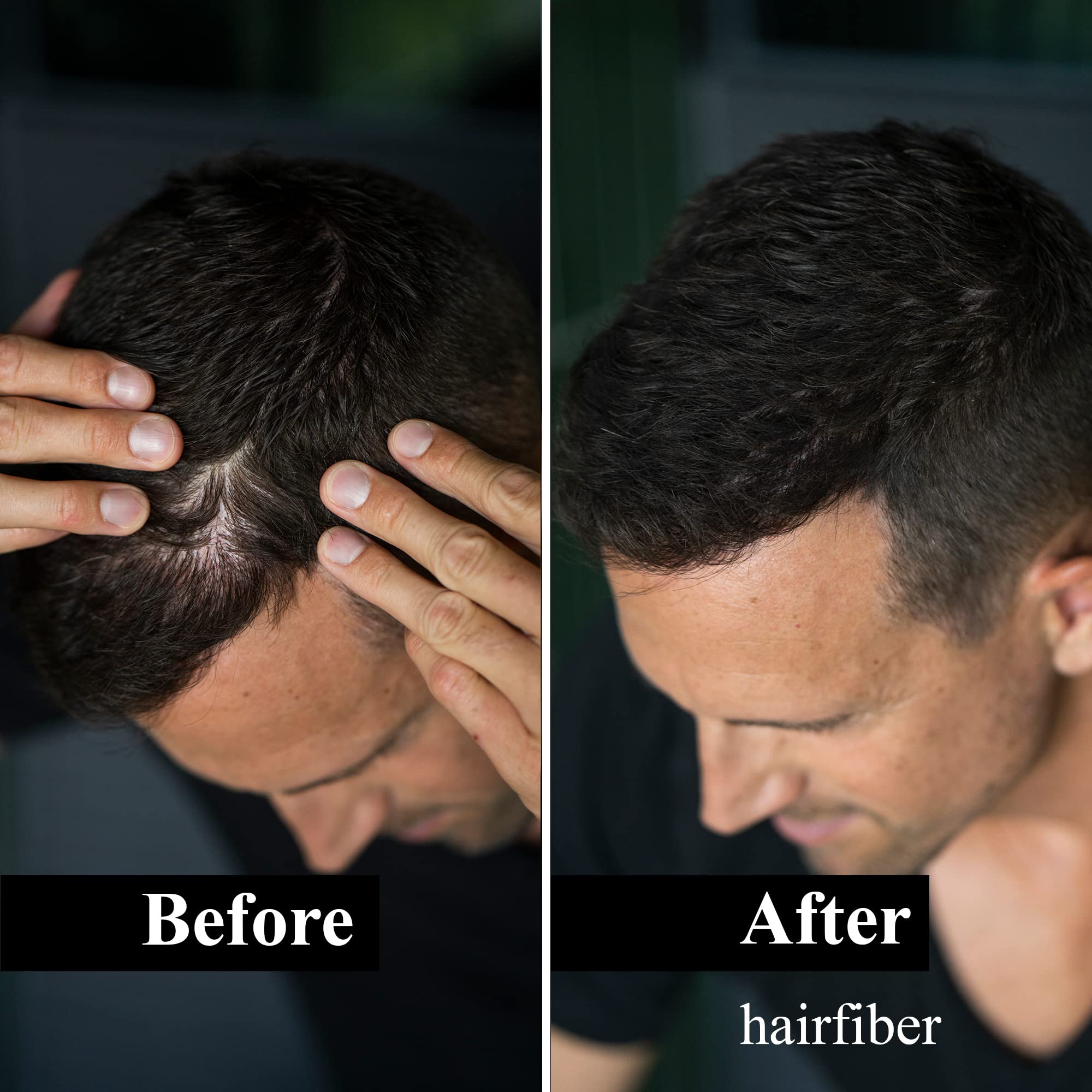 LEON MIGUEL Hair Fiber - Haarverdichtung - Premium Streuhaar/Schütthaar mit Soforteffekt bei Geheimratsecken, Haarausfall und lichtem Haar - Haarpuder | 25g (Dunkelbraun)