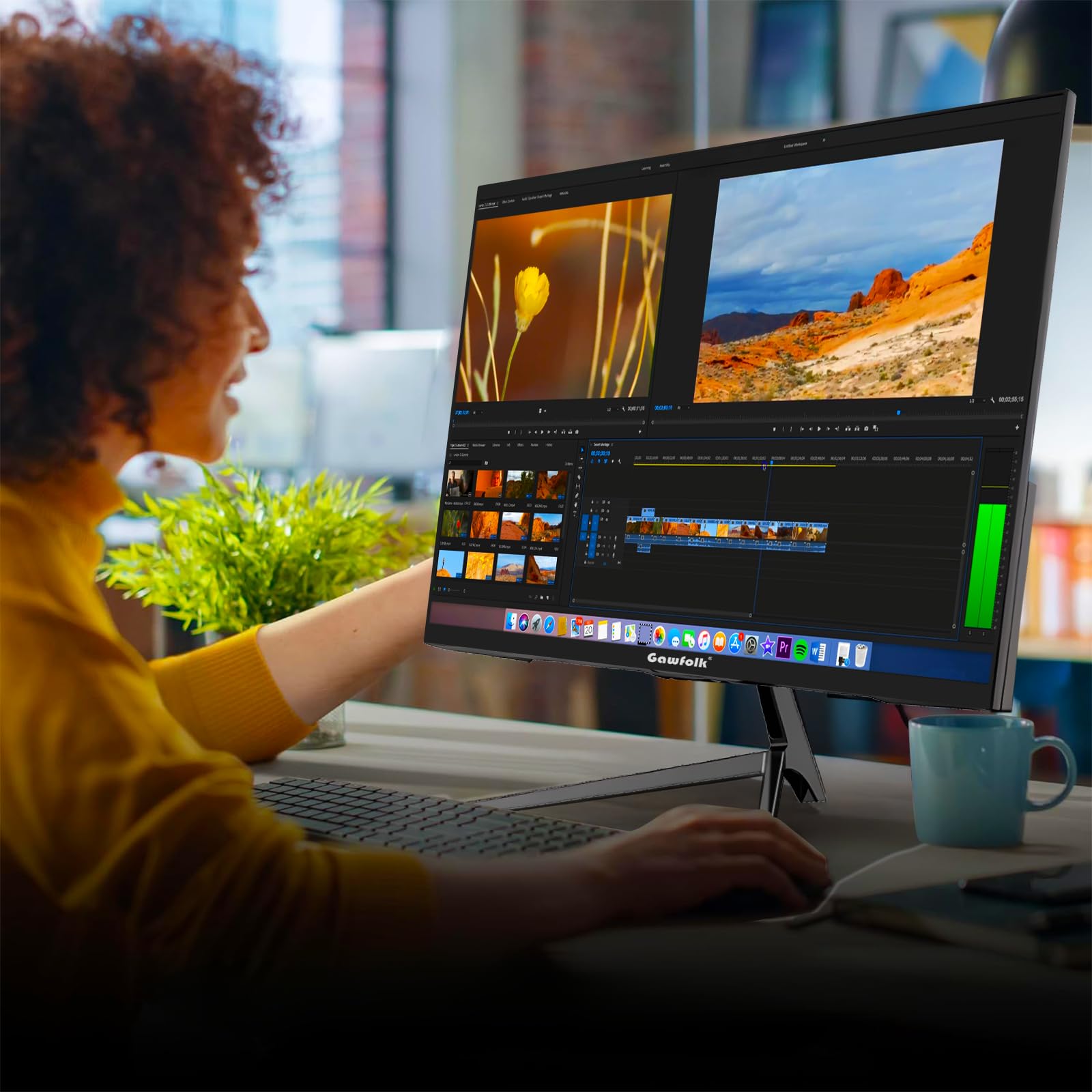Gawfolk Monitor PC da 27 pollici 4K, Monitor per computer UHD 3840 x 2160p 60HZ con schermo VA per casa e ufficio, supporto HDMI 2.0, DP 1.4 (nero), VESA 75 x 75 mm