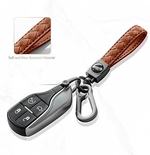 Miniatura 2 de Llavero con mosquetón, llavero universal de cuero tejido resistente hecho a mano, llavero de automóvil con giro giratorio de 360 grados y anillo en