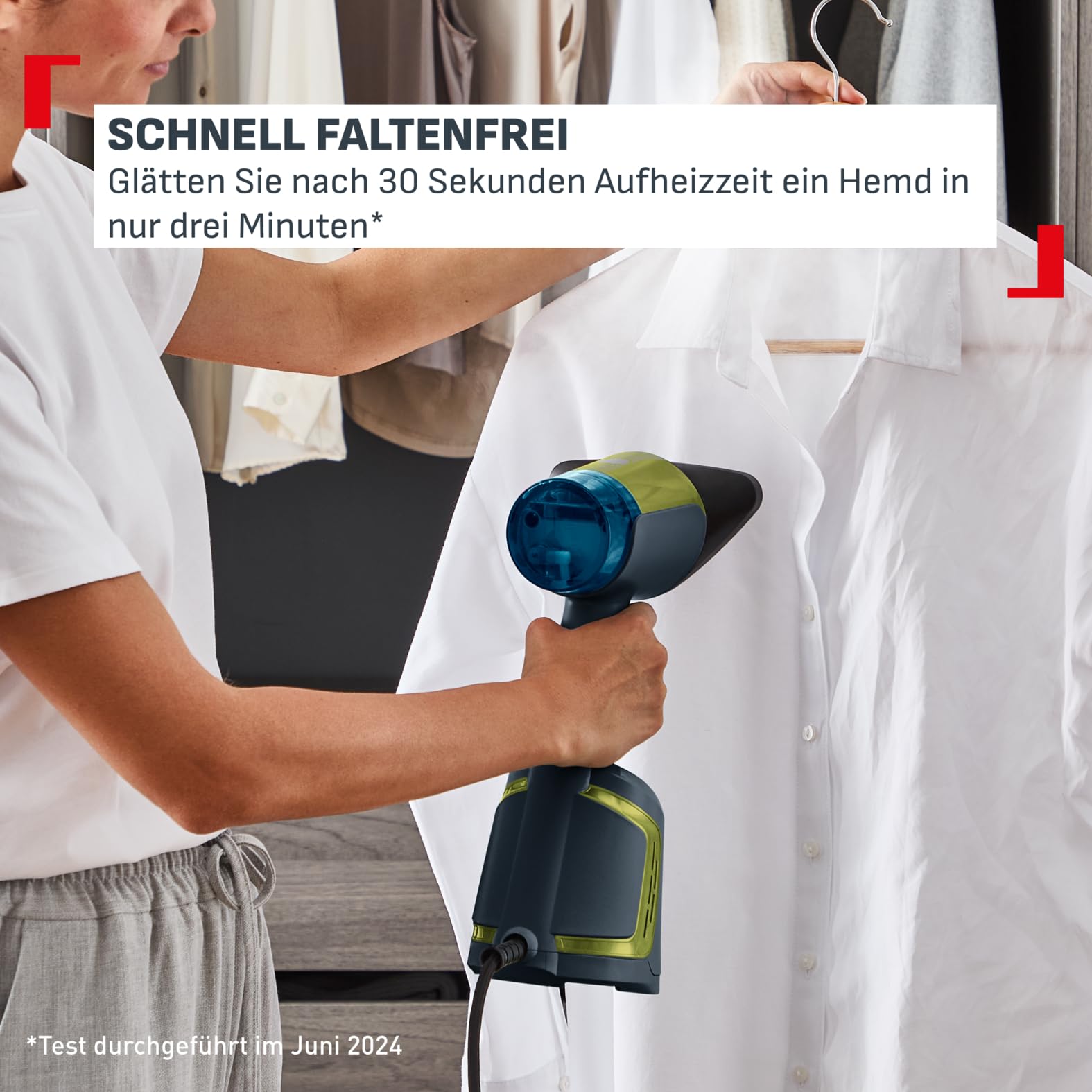 Tefal Aero Steam Dampfglätter – 1400W, Keramik-Bügelsohle, 20 g/Min. Dampf, 3 Modi & Turbo-Saugfunktion, 100 ml abnehmbarer Tank, schnelle faltenfreie Ergebnisse, für Kleidung & Textilien, Blau/Grün