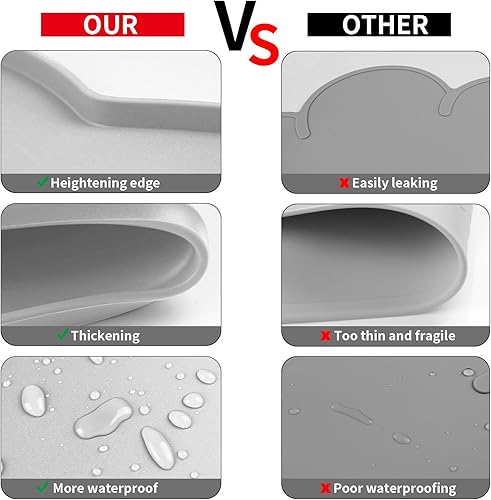 Miniatura 50 de Ptlom Mantel individual de silicona para perros y gatos, antideslizante, impermeable, para alimentos y agua, tapete para bandeja para cachorros