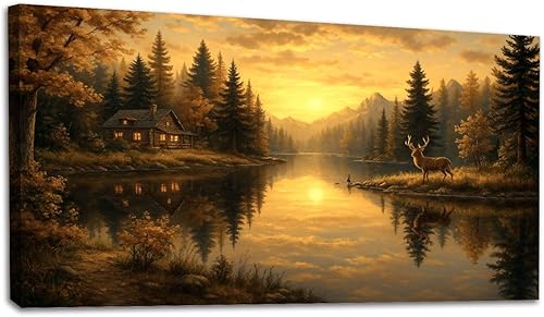 Miniatura 10 de 20"x 40" Canvas Wall Art Vintage Window Landscape Farmhouse Nature Scenery Warm Framed Pictures Painting Print Large Wall Art for Living Room