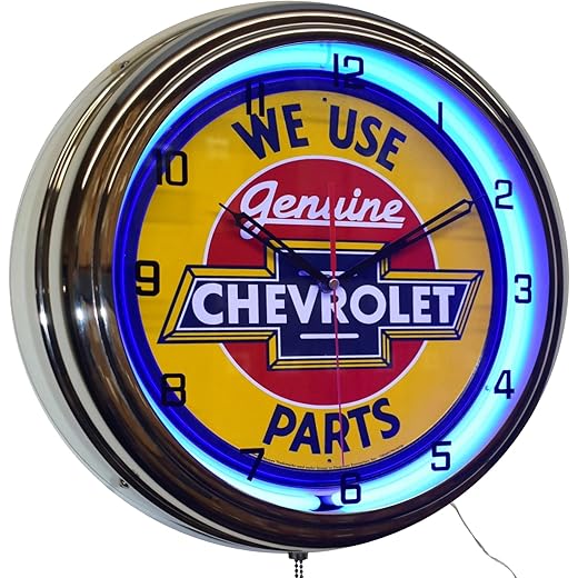 Chevy 16 Genuine Parts Neon Clock