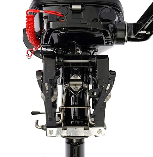 Miniatura 8 de Hangkai motor fuera de borda 6.5hp 4 tiempos, 123CC aluminio resistente motor de barco con sistema de refrigeración por agua para barcos inflables,