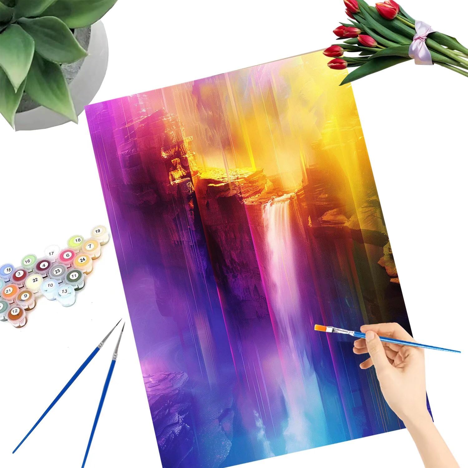 Pintar por Numeros Adultos pintar por numeros niños manualidades niños 10 años, DIY Pintar por Números de Pincel y Pintura acrílica Decoraciones para el Hogar Manualidades, sin Marco 60x80cm C-204