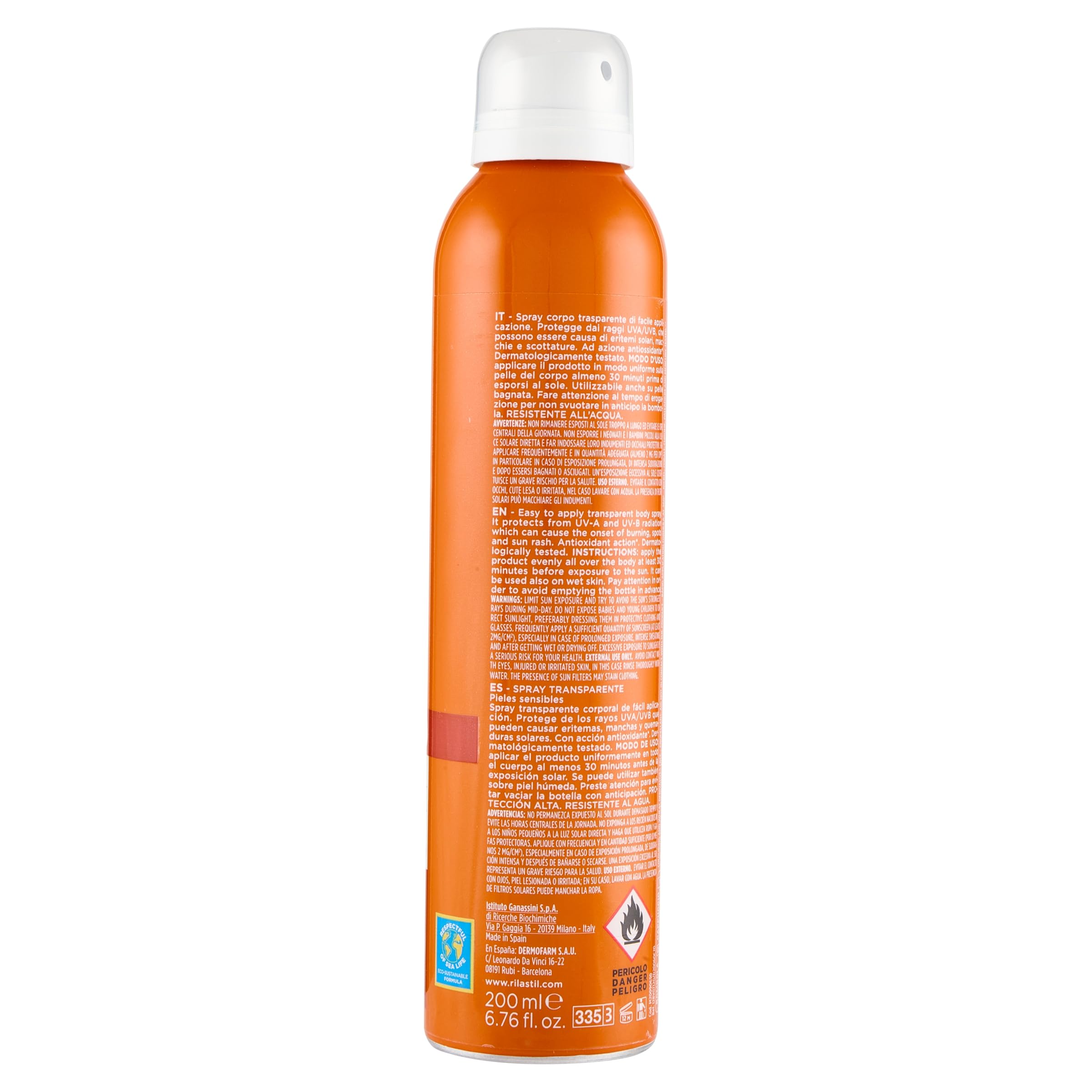 Rilastil Sun System Transparent, Spray Corpo Trasparente, Azione Antiossidante, Texture Ultra Leggera, per Tutti i Tipi di Pelle, SPF 30, Confezione da 200ml