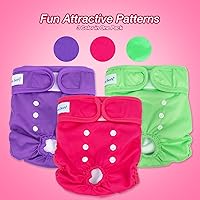 Vista 12 de Pet Soft Washable Female Diapers (3 Pack) Female Dog Diapers, Comfort Reusable Doggy Diaper for Girl Dog in Period Heat (Sprightly, XS)