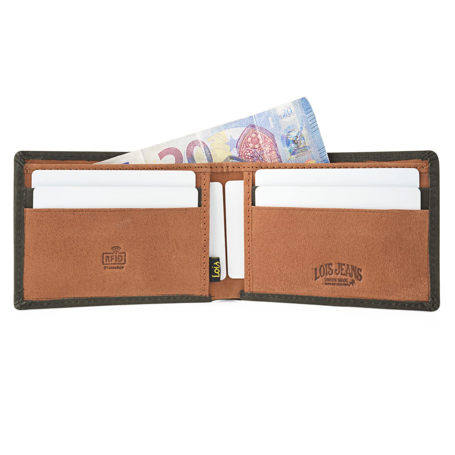 Cartera De Cuero Para Hombre Con Cadena Verde Y Bloqueo RFID – Monedero Con Múltiples Compartimentos Y Diseño Compacto