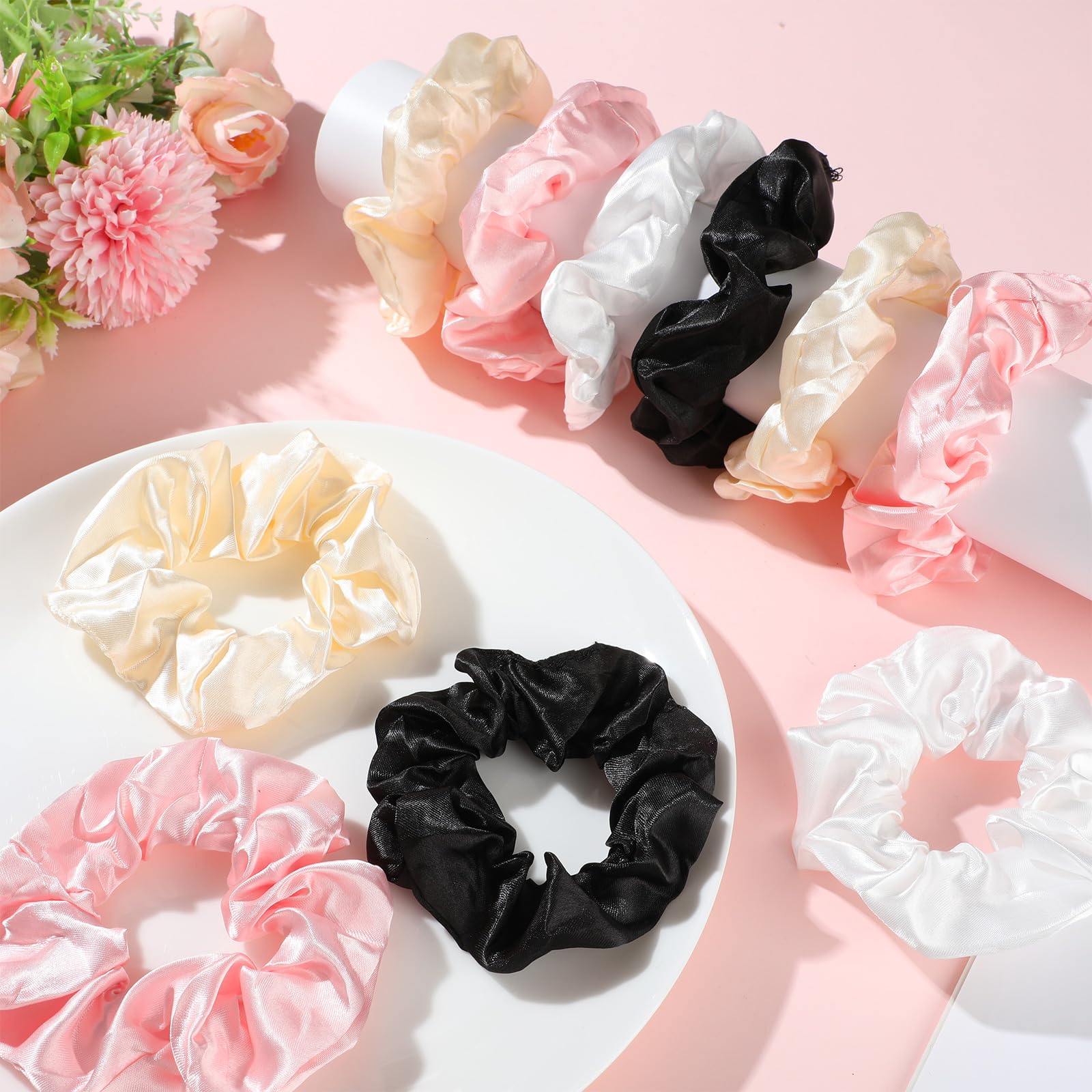 120 Stück Seiden-Haargummis, 10 cm, stilvolle Satin-Haargummis, niedlicher Satin-Haargummi, elastisch, weicher Pferdeschwanz-Halter zum Stylen, Haarschmuck für Mädchen, 4 Farben