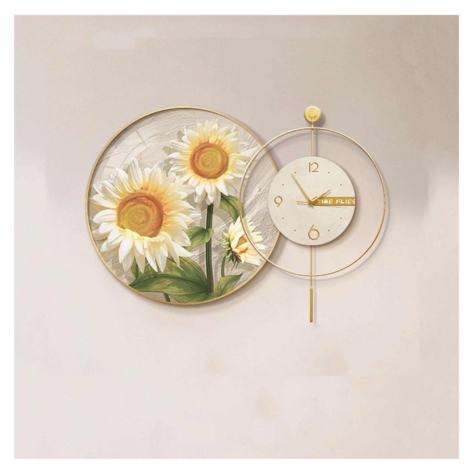 Grande décoration murale à fleurs avec horloge moderne 3D lumineuse et silencieuse