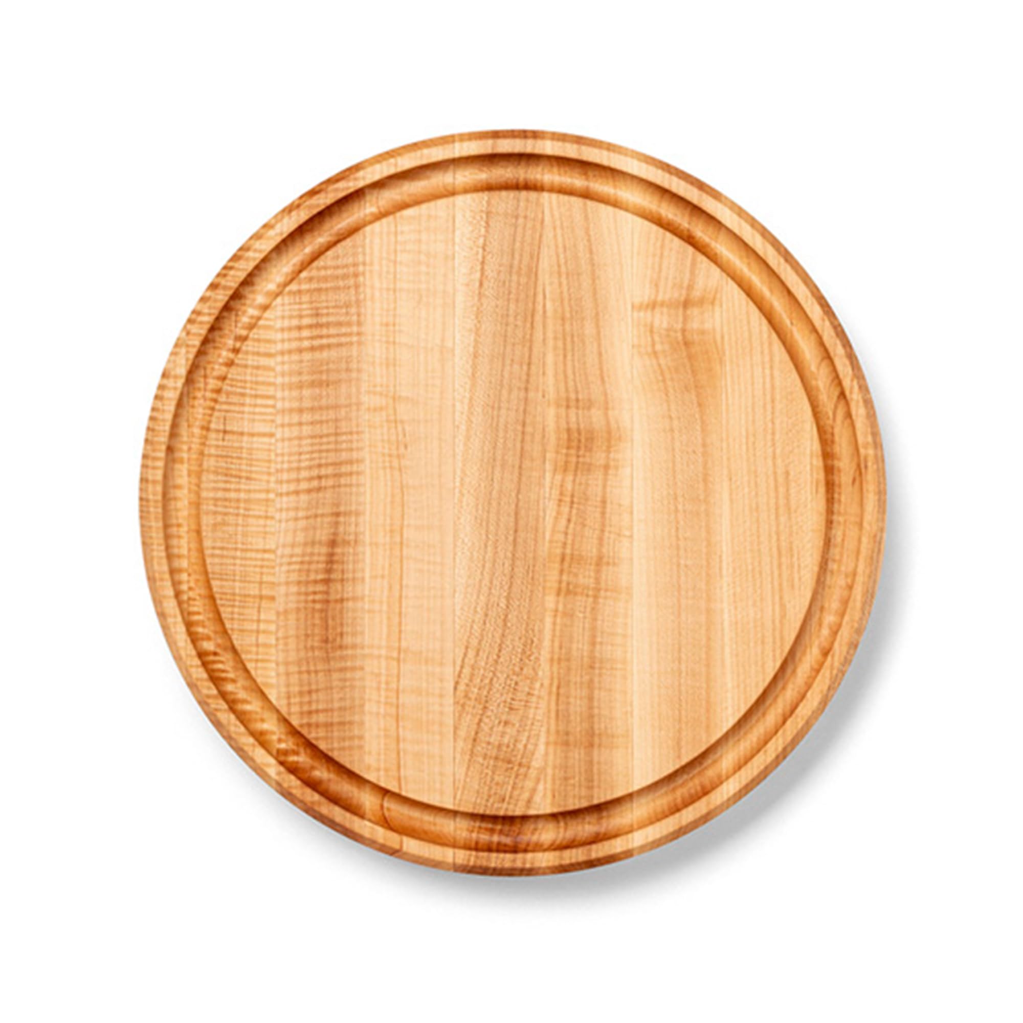 CB Series Round Wooden Maple Cutting Board 15”x15” – 1.75” Thick, 11-lb Reversible Butcher Block with Juice Groove, Edge-Grain & Finger Grips – Made in the USA