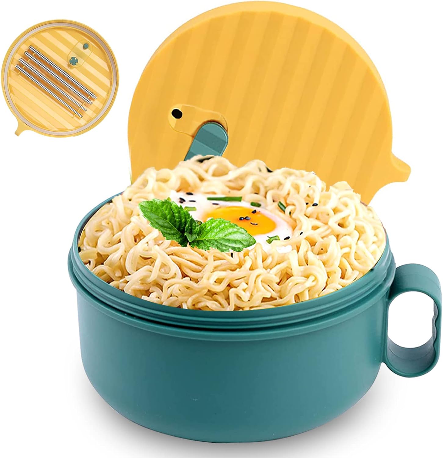Microwave Ramen Noodle Bowl Set Microwave Ramen Bowl with Lid, Handle and
