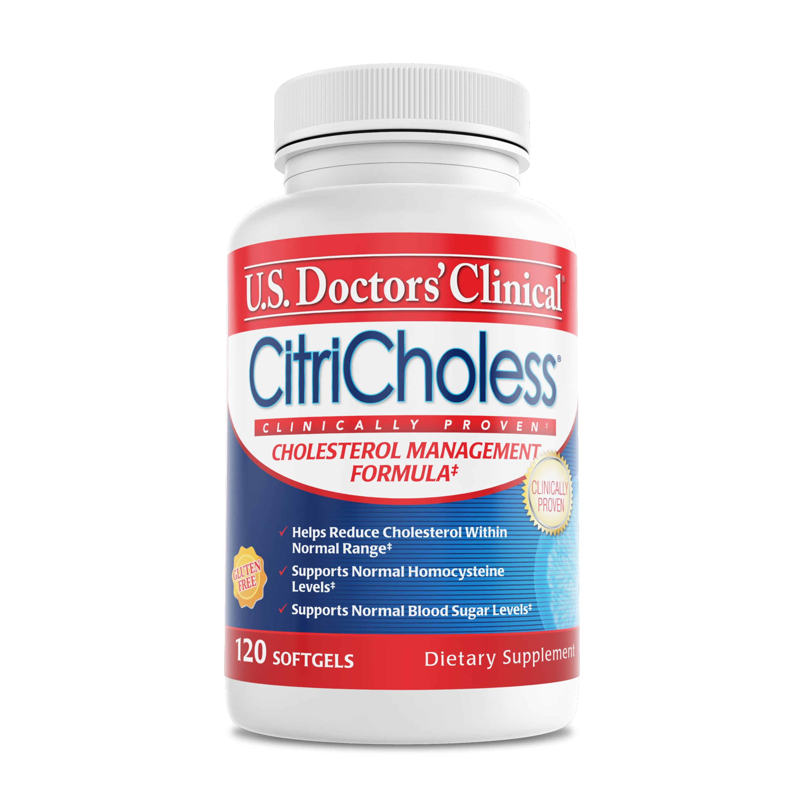 U.S. Doctors’ Clinical CitriCholess® Clinically Proven Cholesterol Supplement with Bergamonte Citrus Extract & Vitamin C to Support Healthy Cholesterol Levels (120 Softgels – 2 Month Supply)