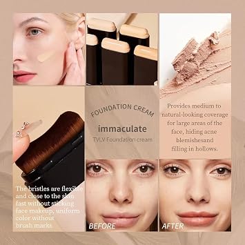 TVLV Foundation Stick Beauty Balm Serum Boosted Skin Tint, Solid Tinted Moisturizing Serum Contour Stick Foundation Face for Women, Hydrates, Natural Finish Makeup (Wheat 04)
