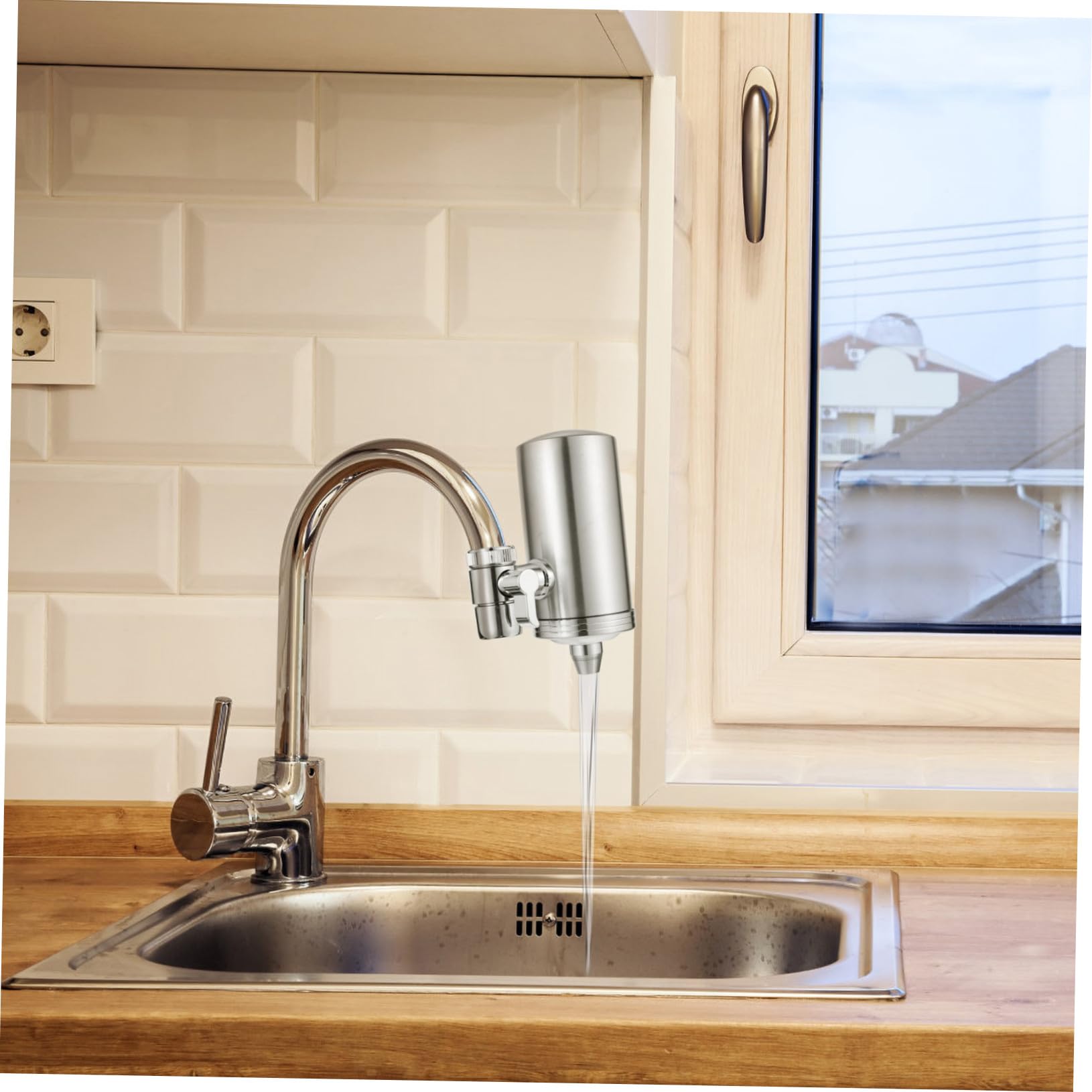 Purificateur Eau pour Robinet de Cuisine Filtre pour Évier avec Filtration Physique sans Électricité Goût et Odeur Installation Rapide et Longue Durée