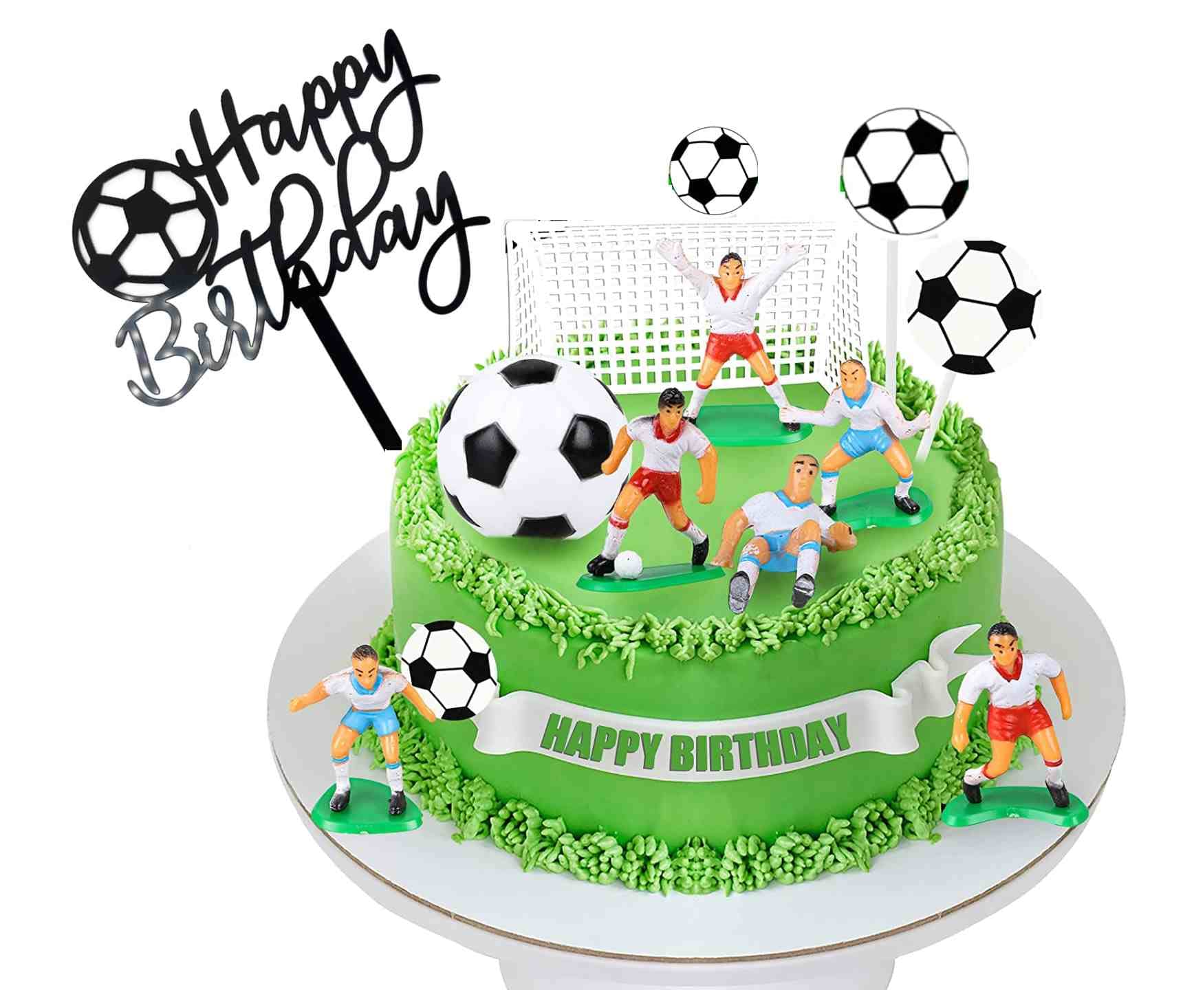 Decor Me Football / Soccer Cake Topper Decorations Soccer Ball Soccer Player Cake Decorations For Soccer Theme Party Football Theme Party