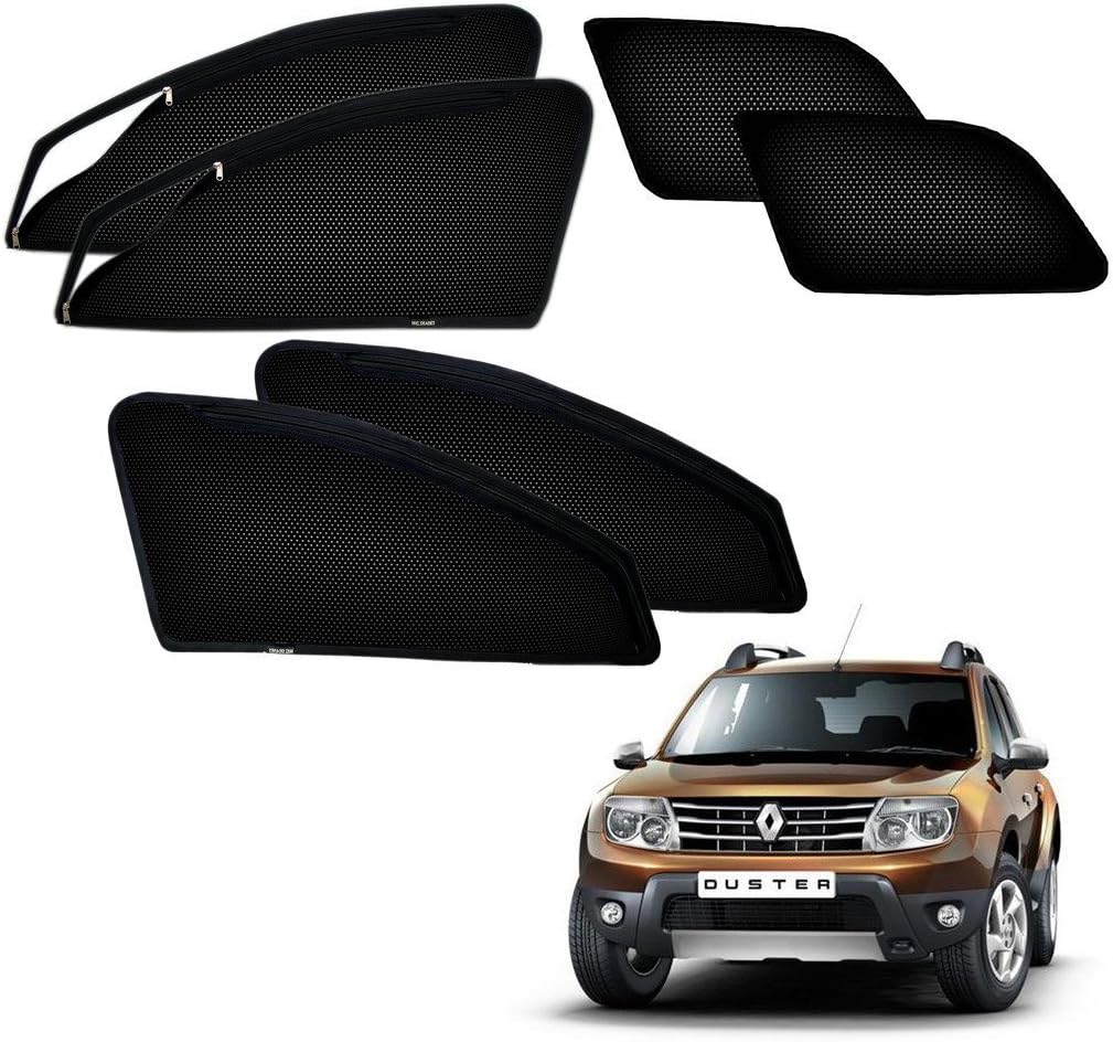 Kozdiko Zipper Magnetic Sunshade Set of 6 pcs Black Color for Renault Duster/Terrano