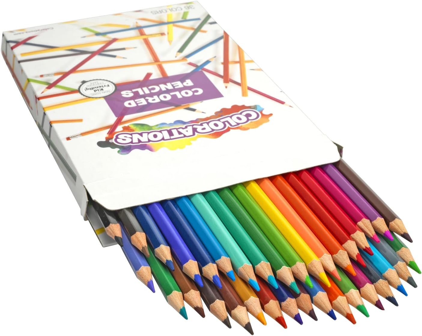 Color Pencils, 36 CLRS, 12 Sets, Classic Colors, Less Breakage, Smooth Application