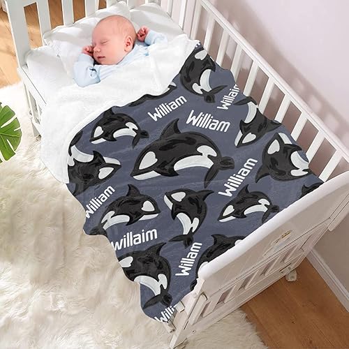 Miniatura 2 de Mantas personalizadas de Orcas, añade tu propio texto, acogedoras y ligeras, mantas decorativas de felpa para perros, gatos, niños y niñas, regalo