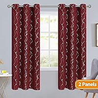 Vista 258 de BGment Room Darkening Curtains 95 Inches Long, Grommet Thermal Insulated Blackout Curtains with Wave Line and Dots Printed for Bedroom, 2 Panels