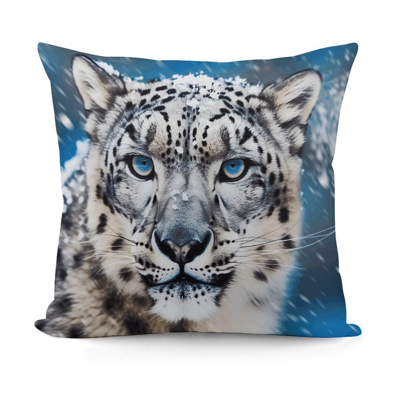 VstaDank Blue Eyed Snow Leopard Throw Pillow Cover Soft Square Cushion Cover Art Artwork Pillow Covers Mordern Couch Pillow Covers Decorative Cushion Case for Chair Couch Bedroom Living Room