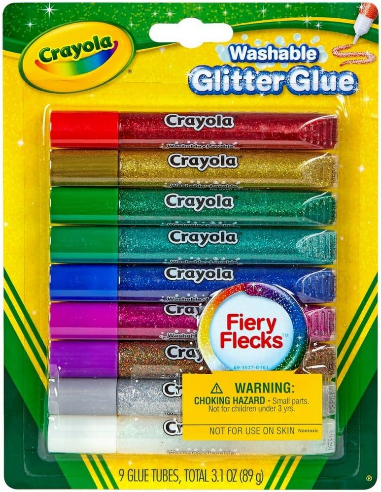 Crayola Washable Glitter Glue, Assorted Colors 9 ea (Pack of 4)