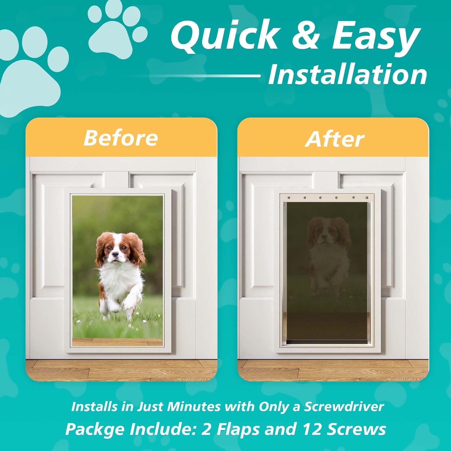 2PACK Extra Large Dog Door Replacement Flaps with Screws - Pet Door Replacement Flap Compatible with Petsafe Freedom Doggie Doors Replacement Flaps PAC11-11040 13 1/8" X 24 7/8", Flexible, No Warped