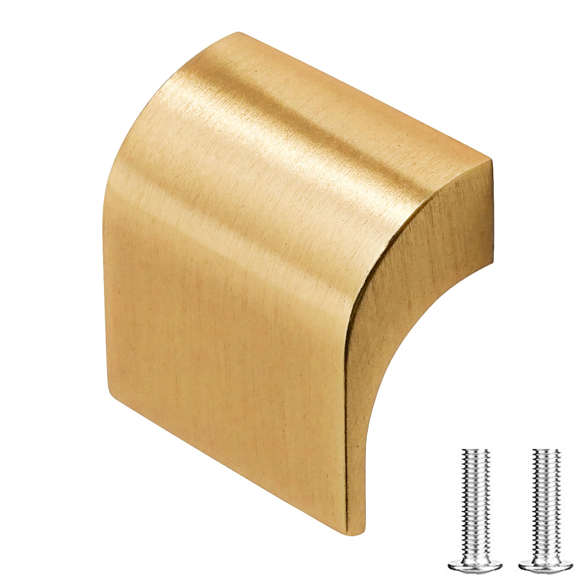Decoranddecor Amory Curved Square Knob Pull Handle for Cupboard Cabinet - Zinc 32mm Hole Centre (Gold, 1 Pack)
