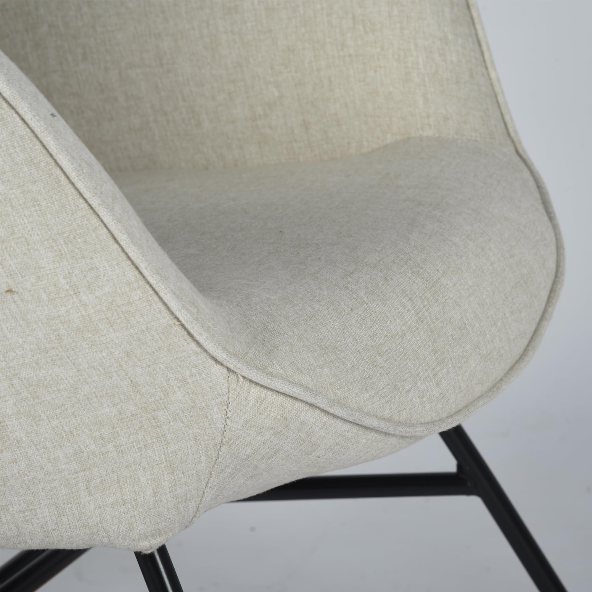MEUBLE COSY Poltrona Relax, Sedia a Dondolo Confortevole in Tessuto con Gambe in Legno e Metallo per Soggiorno