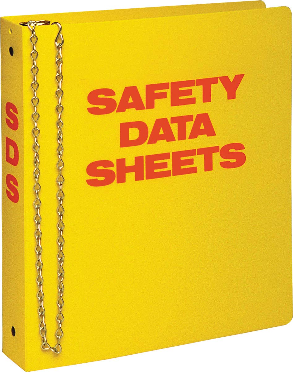 Brady 2023 1-1/2" Diameter Rings, Polyethylene, Red On Yellow Color Standard MSDS Binder, Legend "Material Safety Data Sheets"