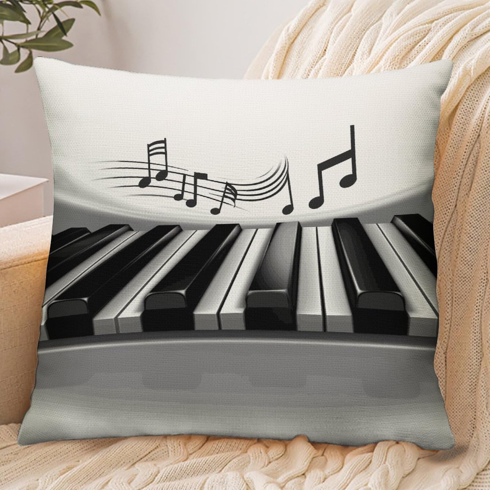Fekiloot Style Piano Music Symbol Pillowcase Pillow Sham Pillow Case