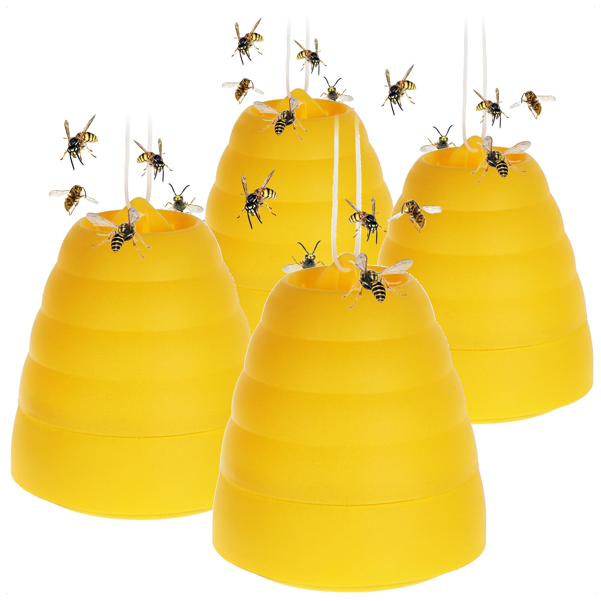 Piège à Insectes Suspendu COM-FOUR - 4 Pièces - Transparent - Sans Poison - Pour Guêpes Et Mouches - Extérieur