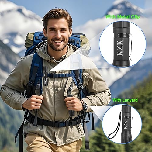 Miniatura 7 de KZK Linterna LED, linterna táctica brillante de 2500 lúmenes, 5 modos de haz zoomable, impermeable y duradera para campamento, al aire libre,