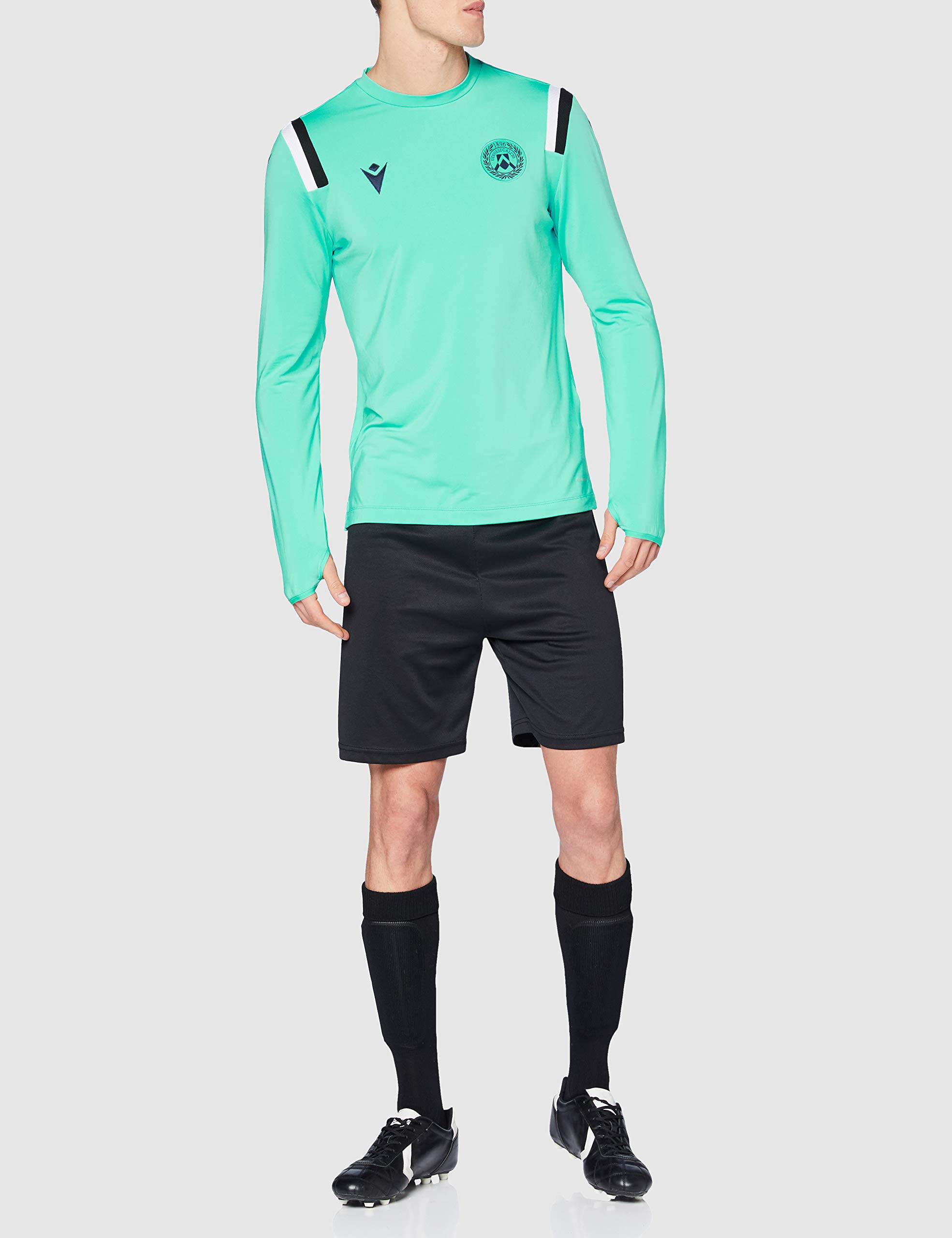 Macron UDI M20 Player Training Casacca Poli Tur/BIA/NER Ml SR, Maniche Lunghe Udinese Calcio 2020/21 Uomo, Bianco