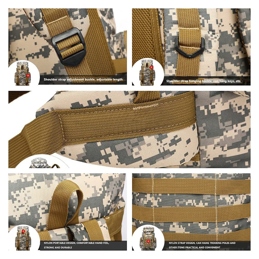 Zaino da alpinismo di grande capacità per escursionismo, campeggio, sport all'aria aperta, borsa tattica idrorepellente con sistema Molle, cinghie regolabili, motivo mimetico, Urban Camouflage