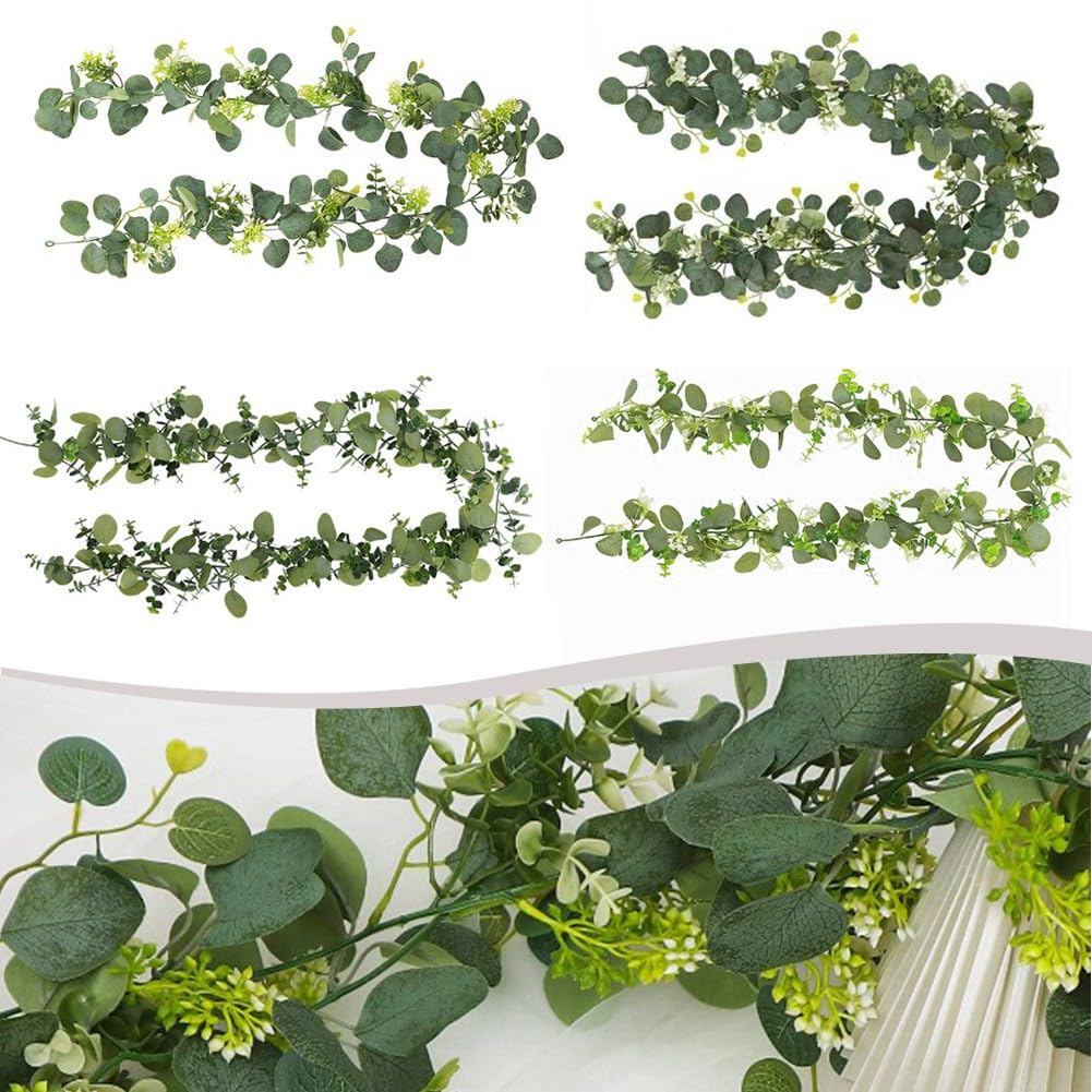 Künstliche Eukalyptus-Girlande, 2 Stück, 0,8 m, künstliche grüne Rebe für Hochzeit, Party, Heimdekoration, Wanddekoration