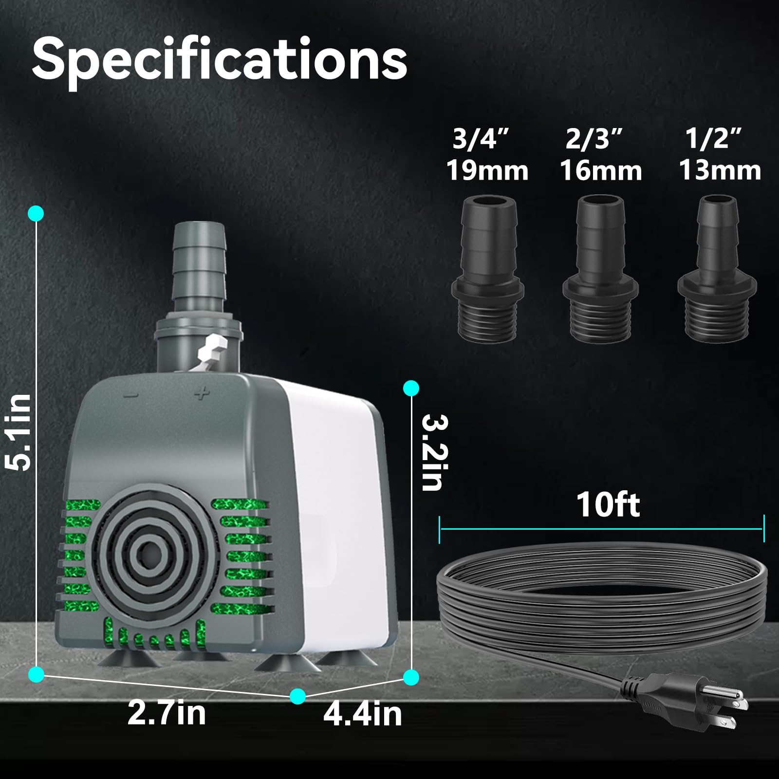 Amazon.com : Zoronk 880GPH High-Efficiency Submersible Water Pump