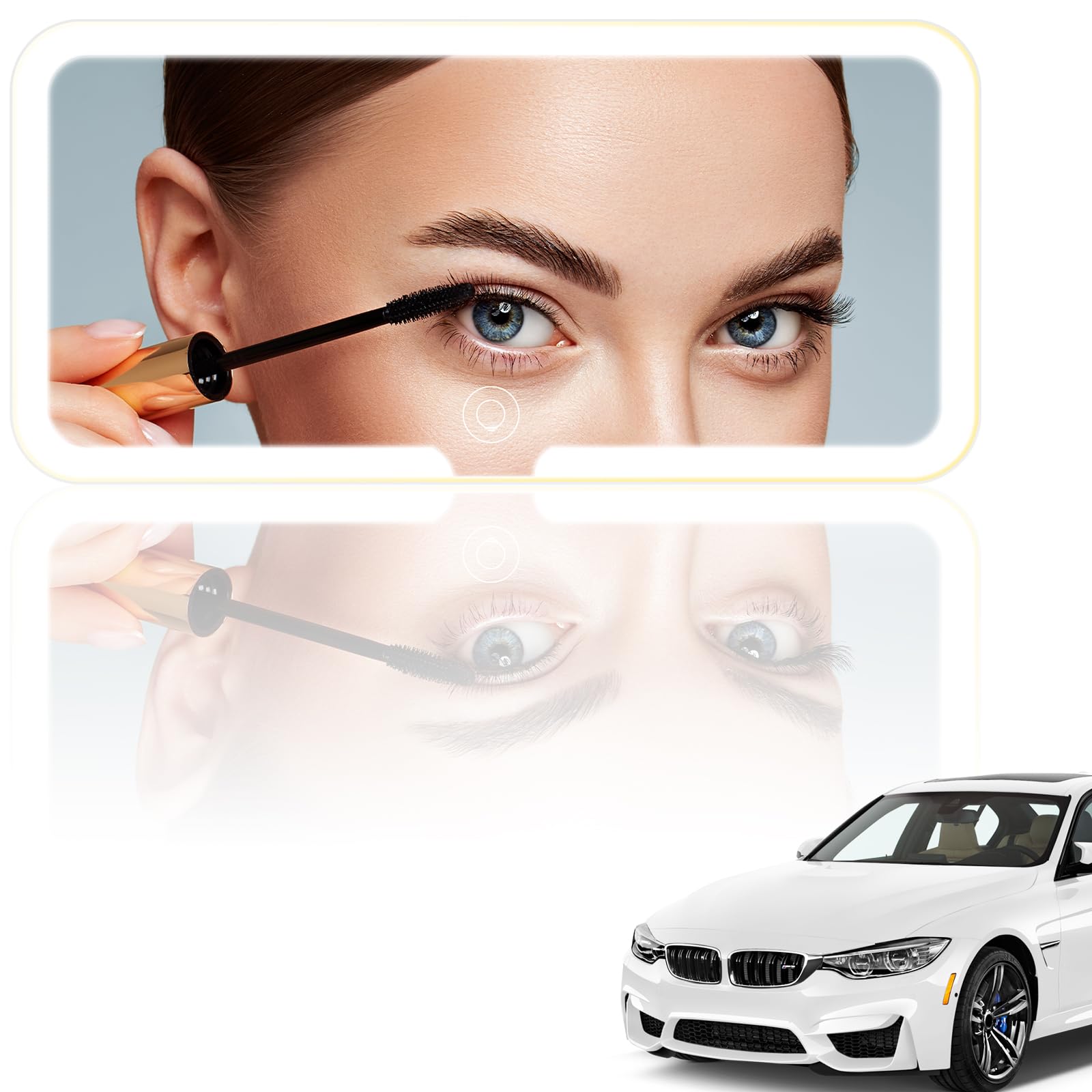Specchio cosmetico a LED con illuminazione, specchietto retrovisore per neonati e bambini, ricaricabile (3 modalità luce), con touch screen, parasole semplice e pratico, adatto per la maggior