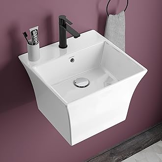 Plantex Ceramic Washbasin with 10 Years Glaze Warranty by Plantex/Half Pedestal Wash Basin for Bathroom/Wall Hung Basin for Home/Office/Hotels (Proton - White, 16 x15 x11 Inch)